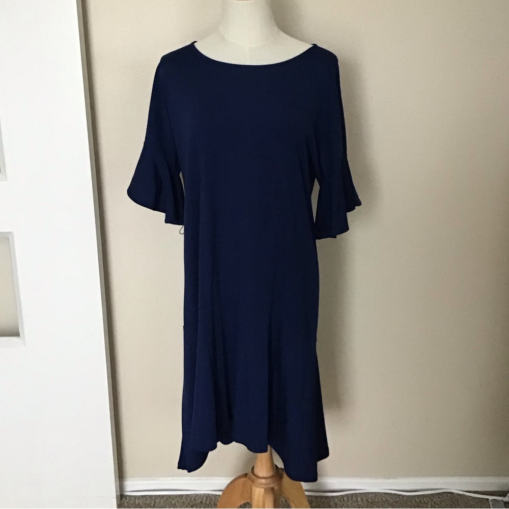 Navy blue flowy midi dress